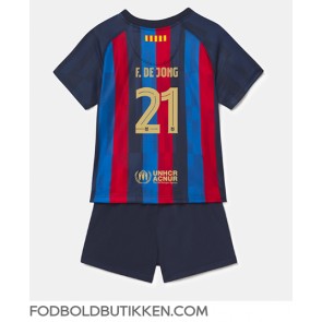 Barcelona Frenkie de Jong #21 Hjemmebanetrøje Børn 2022-23 Kortærmet (+ Korte bukser)